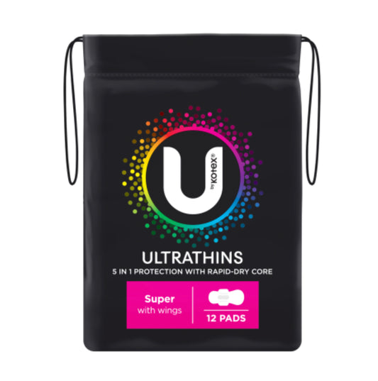U By Kotex Ultrathins Super Pads With Wings 12pk