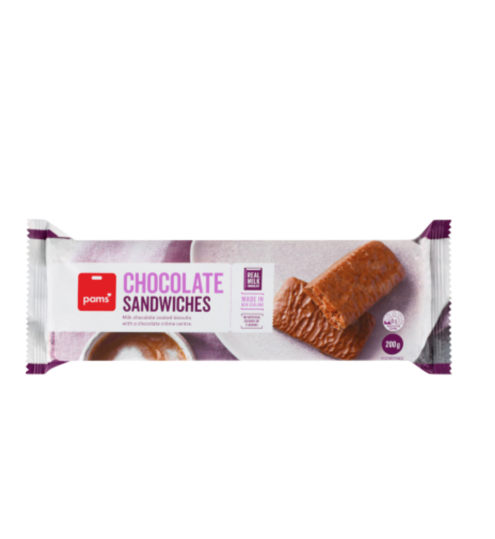 Pams Chocolate Sandwiches Biscuits 200g