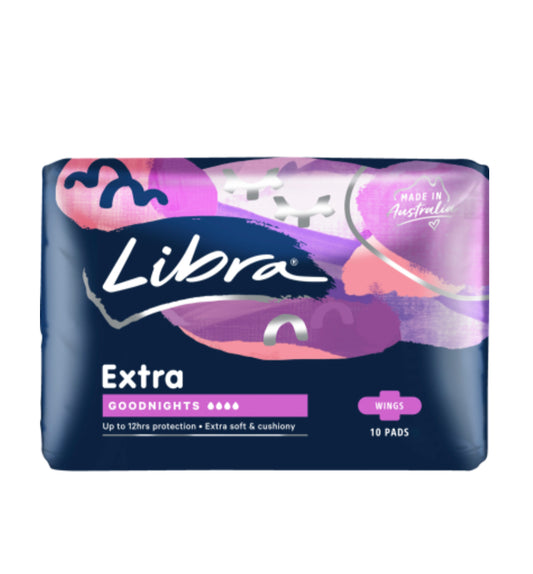 Libra Extra Goodnights Pads With Wings 10pk