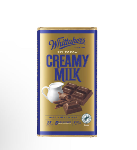 Whittaker's Creamy Milk 33% Cocoa Milk Chocolate Block 250g