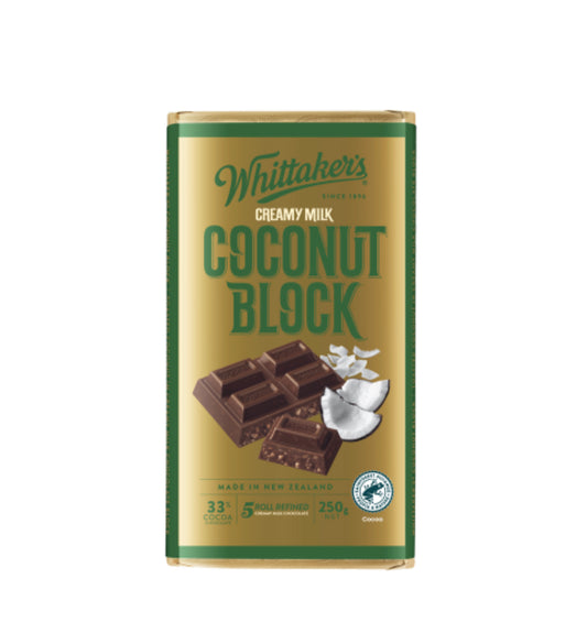Whittaker's Coconut Block 33% Cocoa Milk Chocolate Block 250g