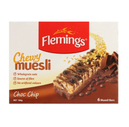 Flemings Choc Chip Chewy Muesli Bar 6 x 30g -(B2B)
