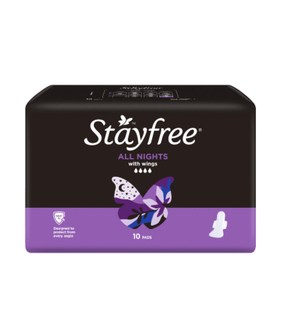 Stayfree All Nights Pads With Wings 10pk
