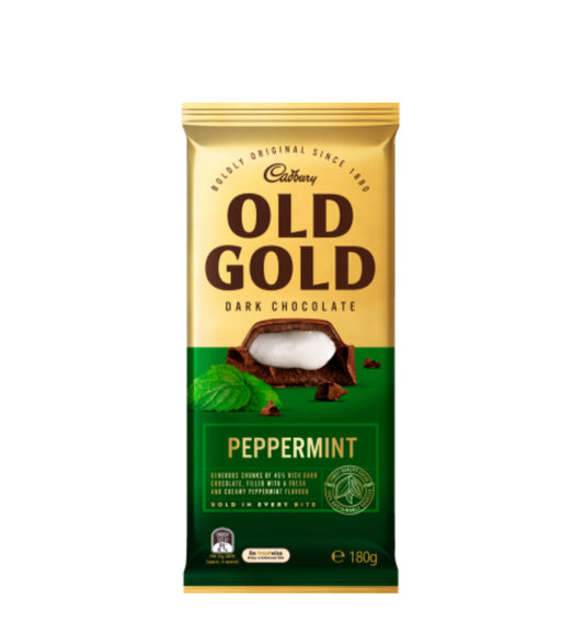 Cadbury Old Gold Peppermint Dark Chocolate Block 180g