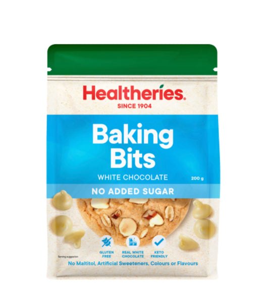 Healtheries No Added Sugar White Chocolate Baking Bits 200g