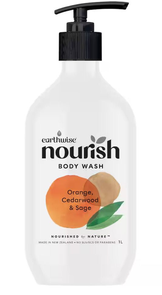 Earthwise Nourish Body Wash Sweet Orange, Cedarwood & Sage Pump 1L