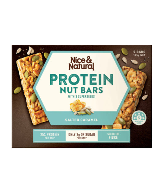 Nice & Natural Salted Caramel Protein Nut Bars 5 x 33g -(B2B)