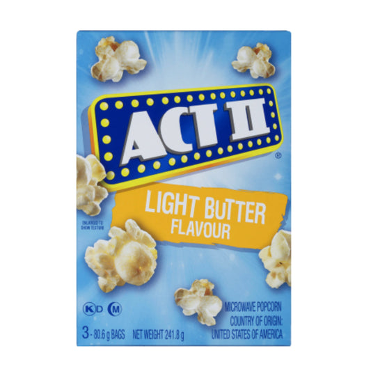 Act II Light Butter Flavour Microwave Popcorn 3pk -(B2B)