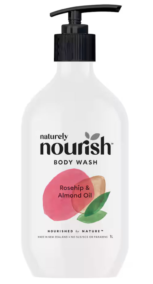 Earthwise Nourish Body Wash Rosehip & Almond Oil Pump 1L