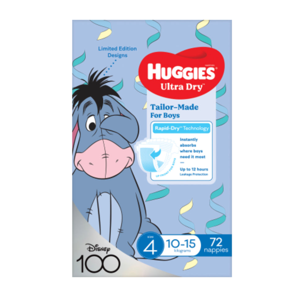 Huggies Ultra Dry Nappies Boys Size 4 10-15kg 72pk