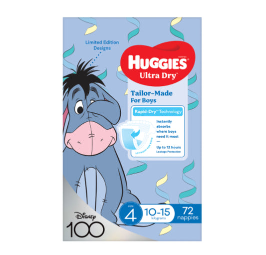 Huggies Ultra Dry Nappies Boys Size 4 10-15kg 72pk