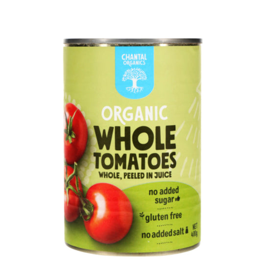 Chantal Organics Organic Whole Tomatoes Peeled In Tomato Juice 400g -(B2B)
