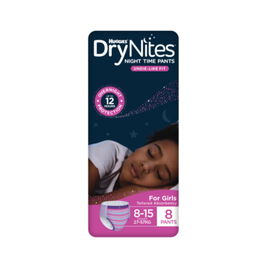 Huggies DryNites Night Time Pants for Girls 8-15 Years 27-57kg 8pk