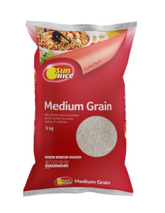 SunRice White Medium Grain Rice 5kg -(B2B)
