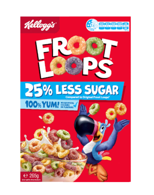 Kellogg's Froot Loops 25% Less Sugar Breakfast Cereal 265g