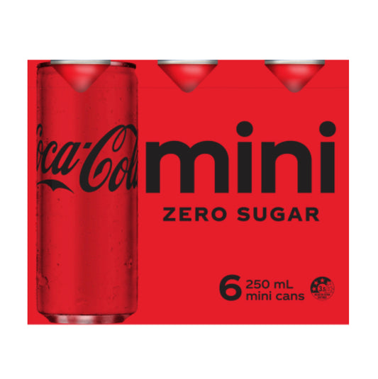 Coca-Cola Zero Sugar Soft Drink Mini Cans 6 x 250ml