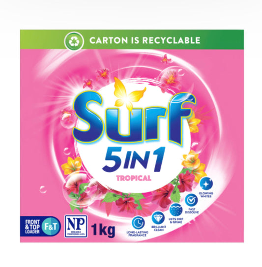 Surf Front & Top Loader 5 In 1 Tropical Laundry Powder 1kg -(B2B)