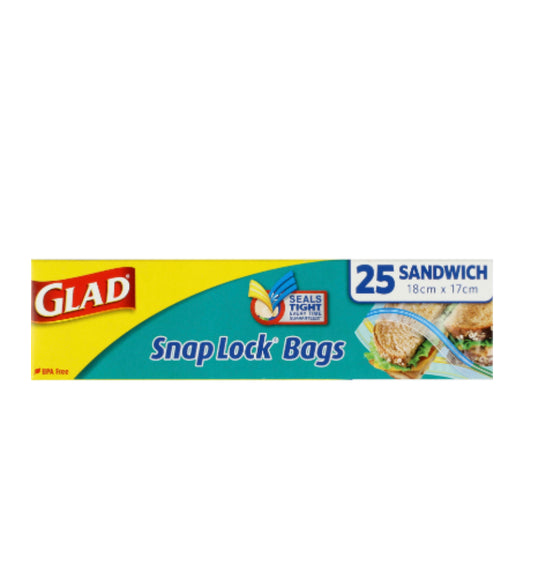 Glad Snap Lock Sandwich Bags 180 x 170mm 25pk