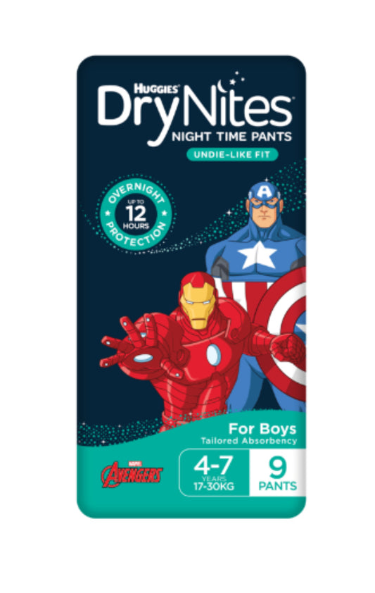 Huggies DryNites Night Time Pants for Boys 4-7 Years 17-30kg 9pk