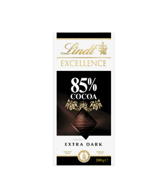 Lindt Excellence 85% Cocoa Extra Dark Chocolate Block 100g -(B2B)