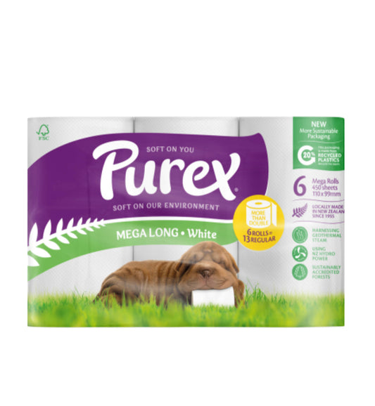 Purex Mega Long White 2 Ply Toilet Rolls 6pk -(B2B)