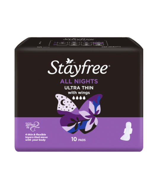 Stayfree Ultra Thin All Night Pads With Wings 10pk