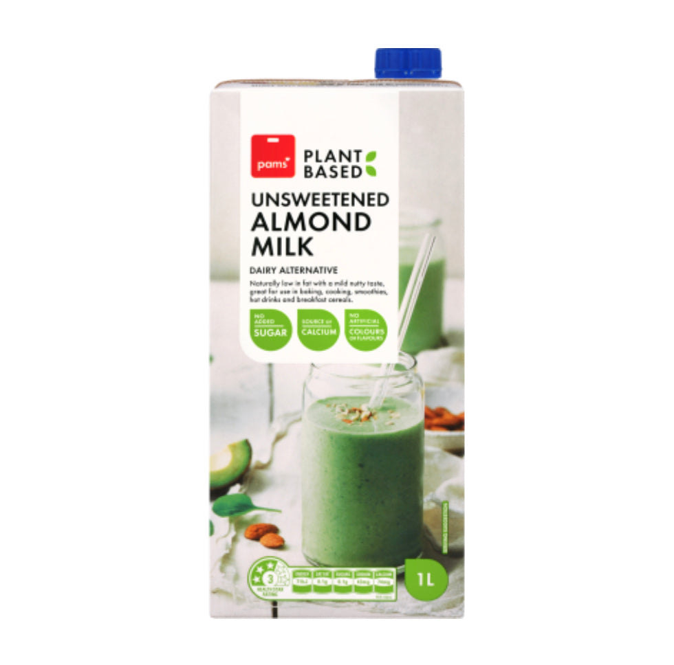 Pams Plant Based Unsweetened Almond Milk 1l -(B2B)