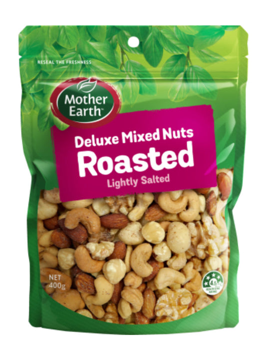 Mother Earth Lightly Salted Roasted Deluxe Mixed Nuts 400g -(B2B)