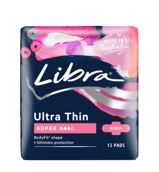Libra Ultra Thin Super Pads With Wings 12pk