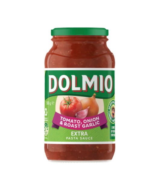 Dolmio Tomato Onion & Roast Garlic Extra Pasta Sauce Jar 500g