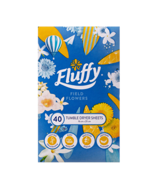 Fluffy Field Flowers Fabric Softener Dryer Sheets 40pk