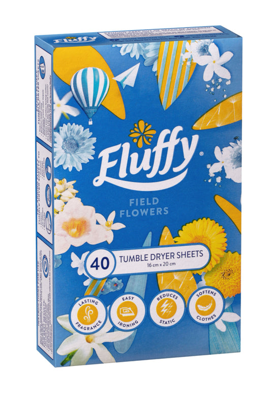 Fluffy Field Flowers Fabric Softener Dryer Sheets 40pk