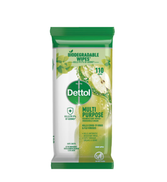 Dettol Crisp Apple Multi Purpose Wipes 110pk