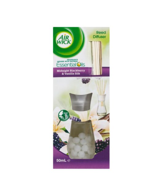 Air Wick Essential Oils Midnight Blackberry & Vanilla Silk Reed Diffuser 50ml -(B2B)