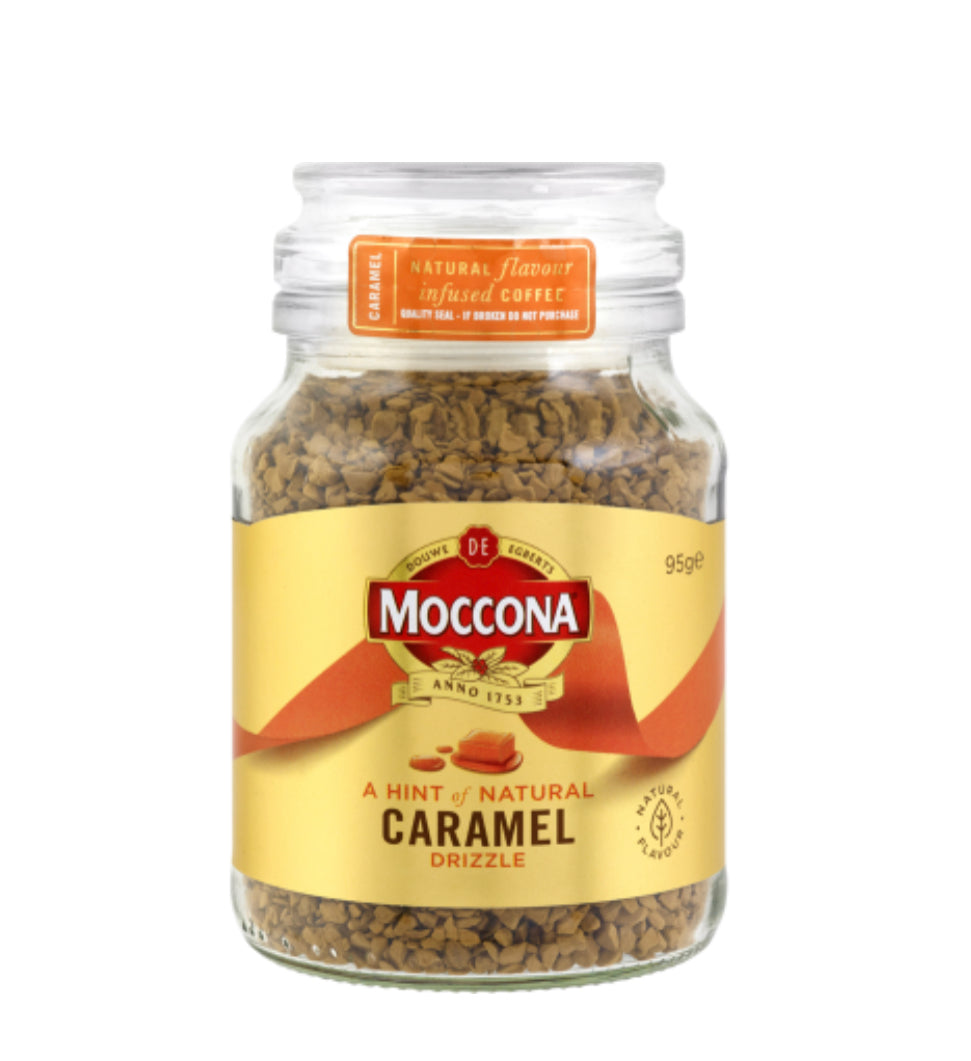 Moccona Caramel Flavour Infused Instant Freeze Dried Coffee Jar 95g -(B2B)