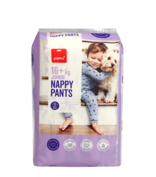Pams Nappy Pants 16kg + Junior 11pk
