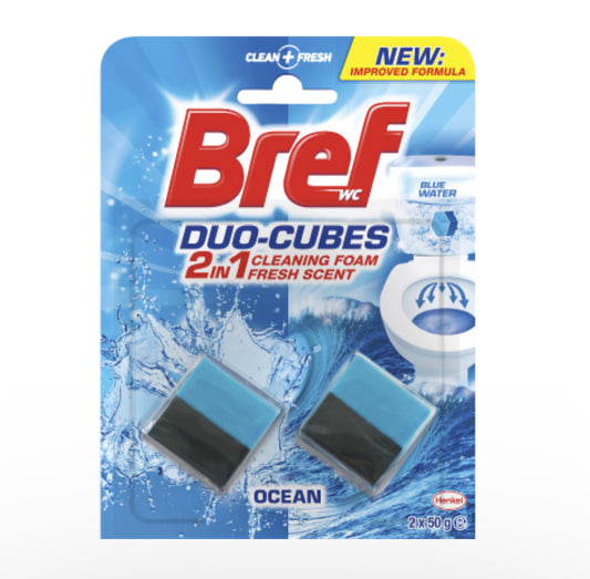 Bref Duo-Cubes Ocean 2 In 1 Formula Cistern Toilet Cleaner Block 100g