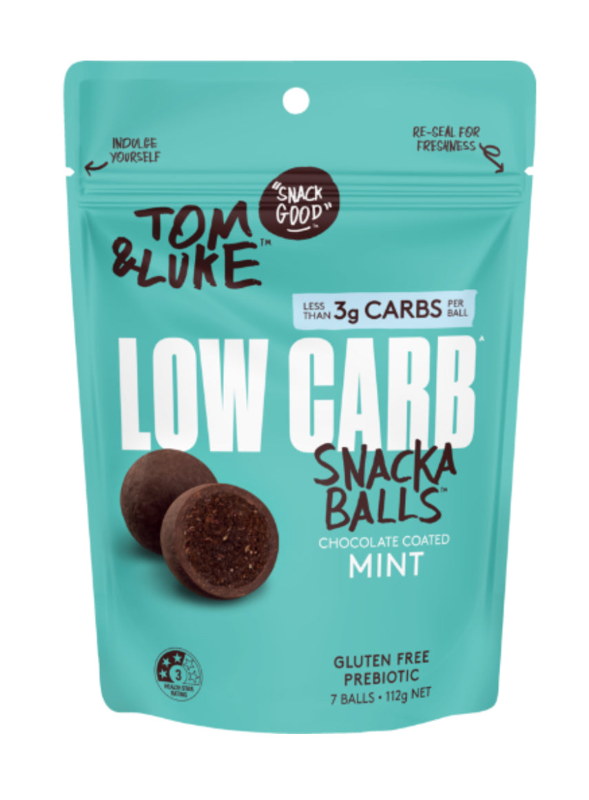Tom & Luke Chocolate Coated Mint Low Carb Snackaballs 112g