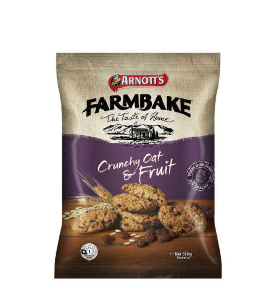 Arnott's Farmbake Crunchy Oat & Fruit Cookies 310g -(B2B)