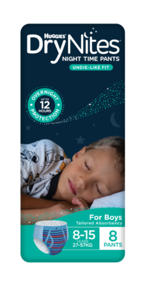 Huggies DryNites Night Time Pants for Boys 8-15 Years 27-57kg 8pk