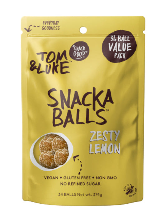 Tom & Luke Zesty Lemon Snackaballs 374G -(B2B)