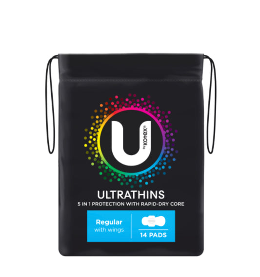 U By Kotex Ultrathins Regular Pads With Wings 14pk