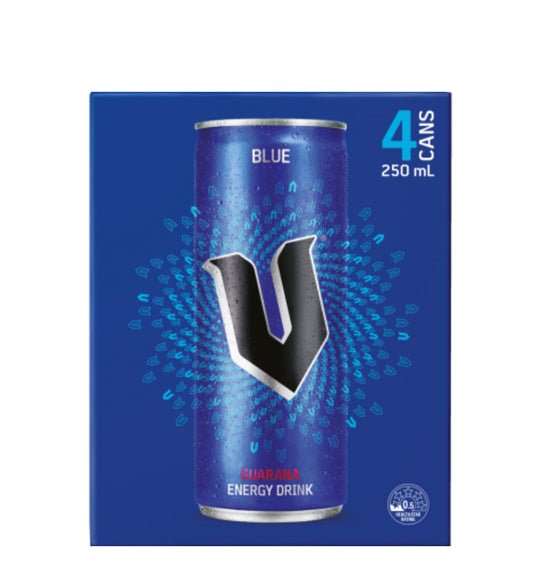 V Blue Guarana Energy Drink 4 x 250ml -(B2B)