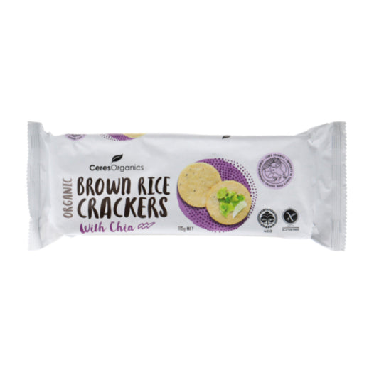 Ceres Organics Organic Chia Brown Rice Crackers 115g -(B2B)