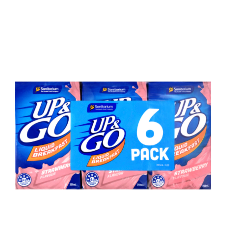 Sanitarium Up & Go Strawberry Flavour Liquid Breakfast 6 x 250ml -(B2B)