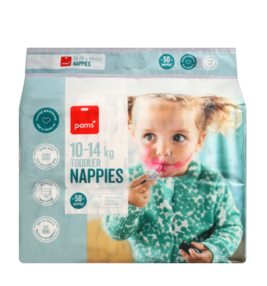 Pams Nappies 10-14kg Toddler 50pk