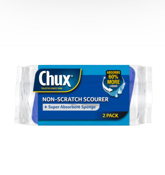 Chux Non-Scratch Scourer + Super Absorbent Sponge 2pk