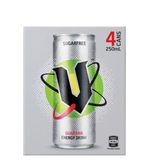 V Sugarfree Guarana Energy Drink 4 x 250ml