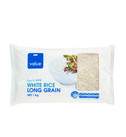 Value White Long Grain Rice 1kg
