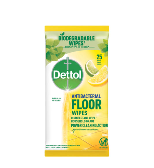 Dettol Citrus Antibacterial Floor Wipes 25pk